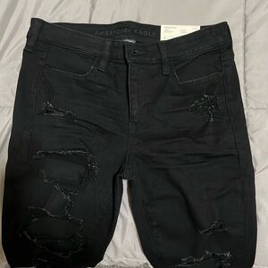 NWT American eagle dream jegging distressed black 8 short